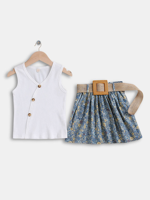 

Hopscotch Girls White & Blue Top with Skirt