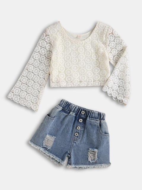 

Hopscotch Girls White & Blue Top with Shorts