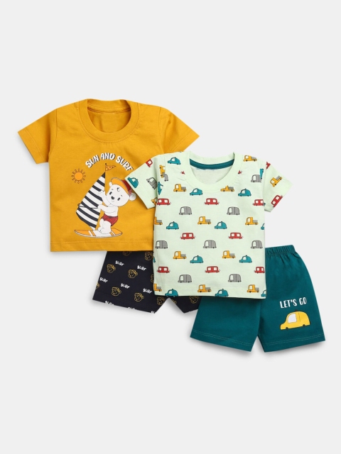 

Hopscotch Boys Blue & Yellow Printed Cotton T-shirt with Shorts