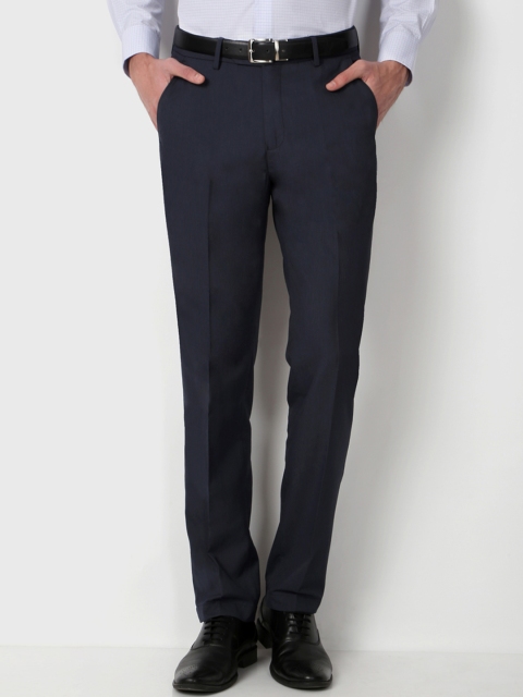 

Peter England Men Navy Blue Slim Fit Solid Formal Trousers