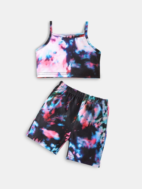 

Hopscotch Girls Blue & Red Dyed Top with Shorts