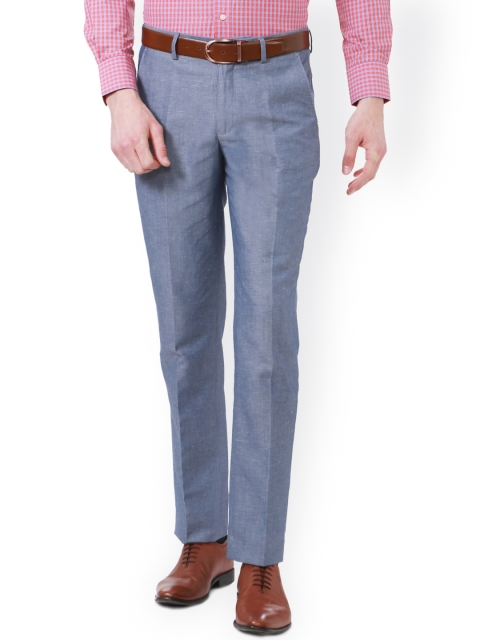 

Peter England Men Blue Slim Fit Solid Regular Trousers