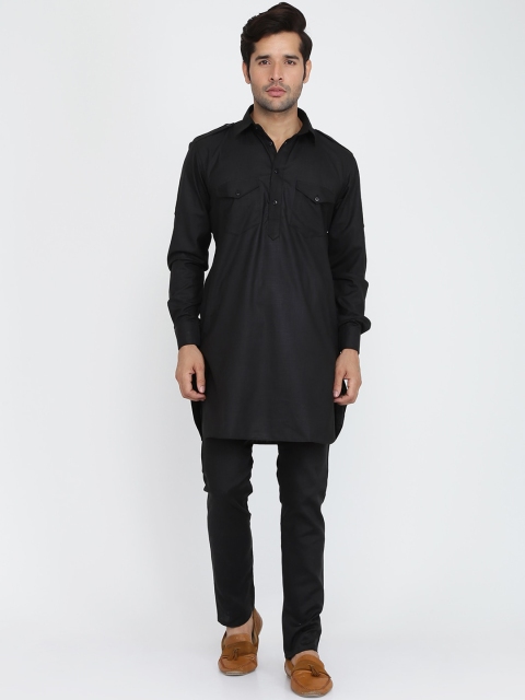 

ROYAL KURTA Men Black Pathani Kurta