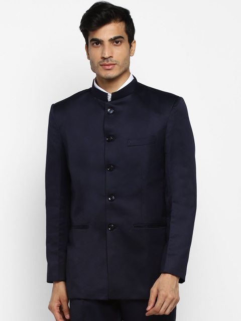 

ROYAL KURTA Men Navy Blue Bandhgala Blazer