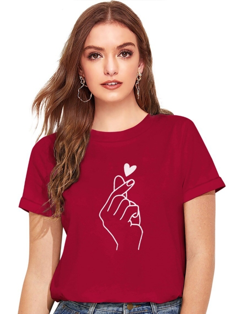 

FAVRIZ Women Maroon Print Top