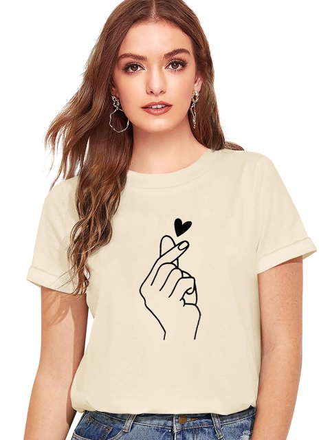 

FAVRIZ Women Cream-Coloured Print Top