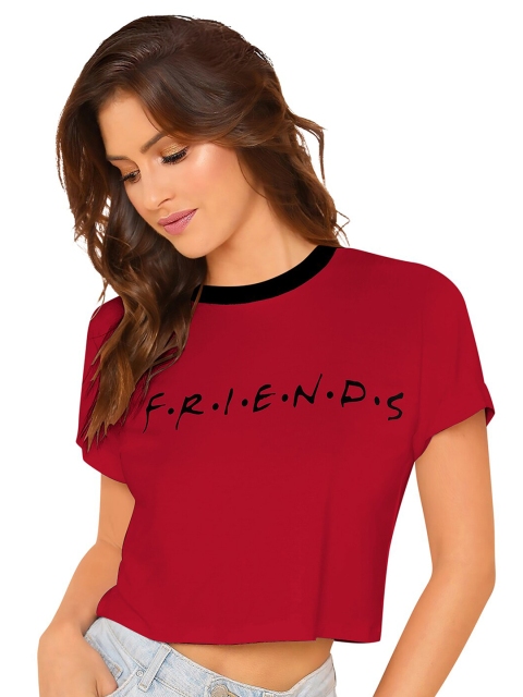 

FAVRIZ Red Print Friends Boxy Crop Top