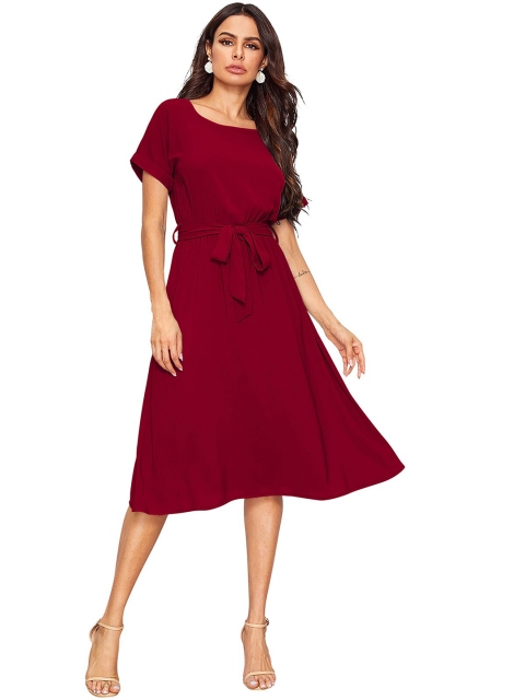 

FAVRIZ Women Maroon Midi Dress