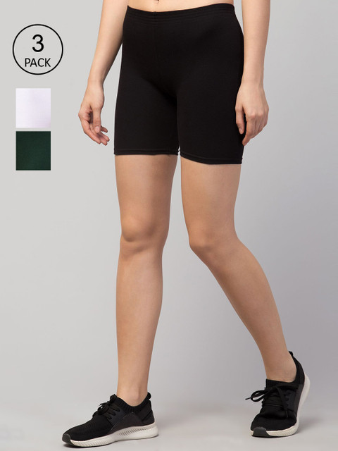 

Apraa & Parma Women Pack of 3 Slim Fit Cycling Sports Shorts, Black