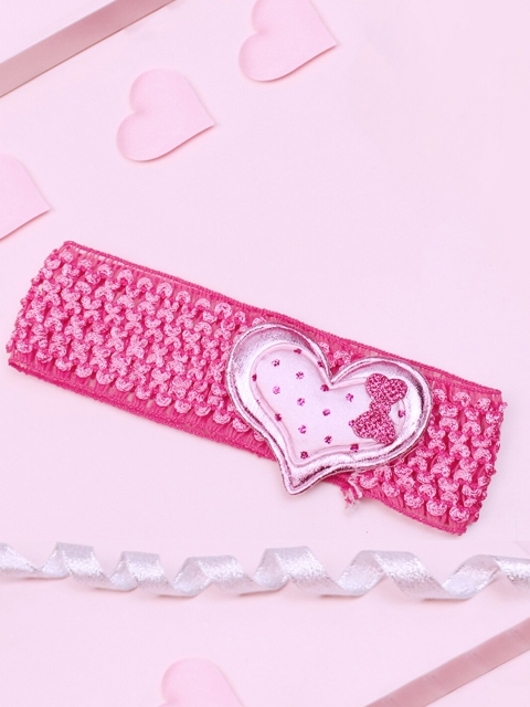 

lil' star Girls Pink Heart Patch Crochet Hairband
