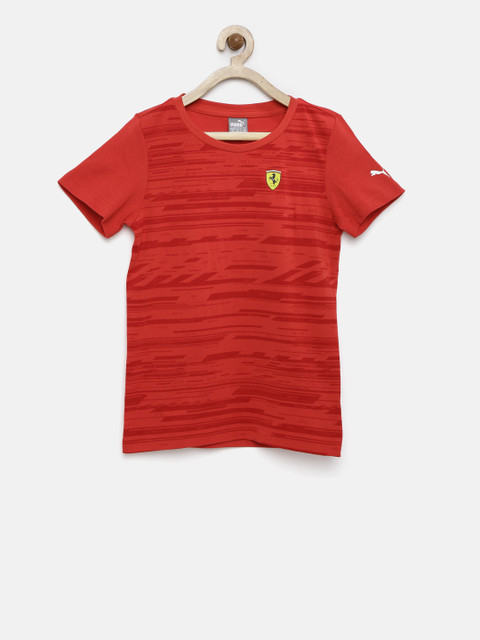 

PUMA Motorsport Boys Red Ferrari Printed Round Neck Pure Cotton T-shirt