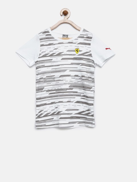 

Puma Boys White & Grey Printed Round Neck T-shirt
