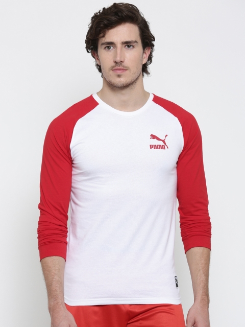 

White & Red Solid Round Neck T-Shirt