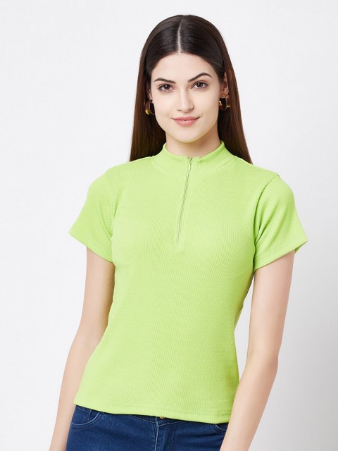 

ELEGANCE Women Green High Neck T-shirt