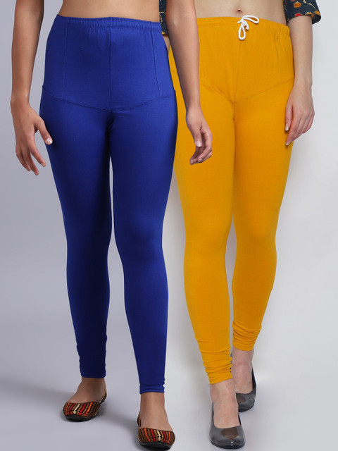 

GRACIT Pack of 2 Women Blue & Yellow Leggings