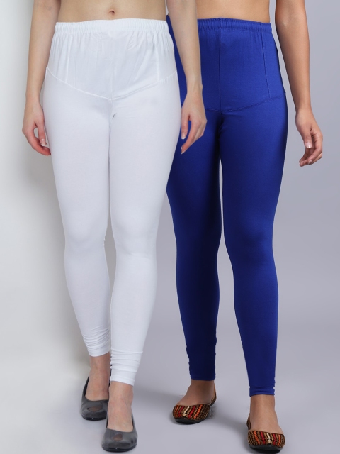 

GRACIT Women Pack Of 2 Solid Churidar-Length Leggings, White