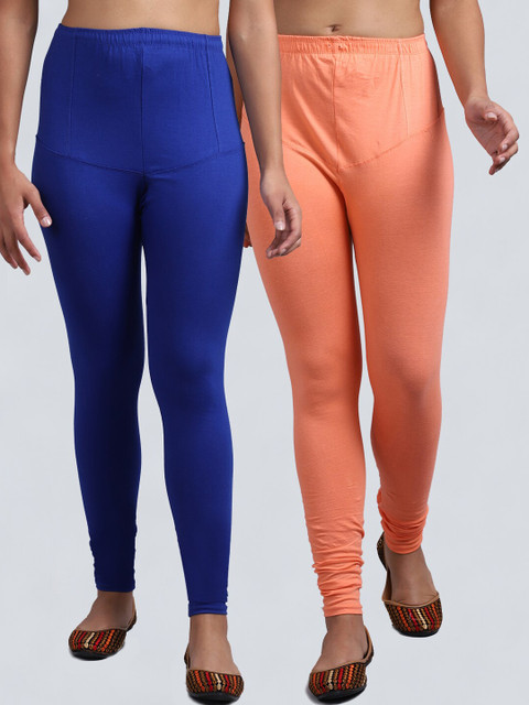 

GRACIT Women Pack Of 2 Solid Churidar-Length Leggings, Blue