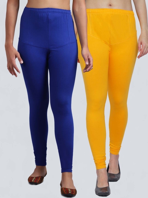 

GRACIT Women Pack Of 2 Solid Churidar-Length Leggings, Blue