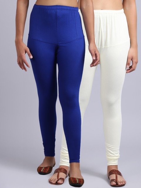 

GRACIT Women Pack Of 2 Solid Churidar-Length Leggings, Blue