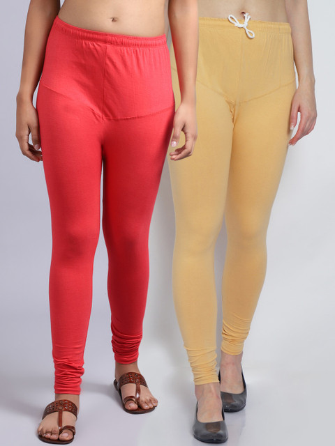 

GRACIT Women Beige And Red Leggings
