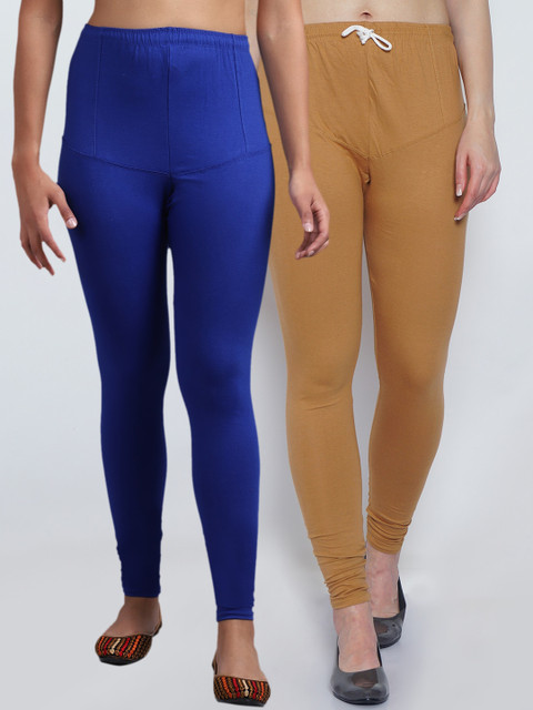 

GRACIT Women Blue Dark Skin Pack Of 2 Churidar Length Leggings