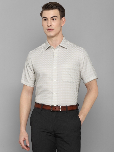 

Louis Philippe Men Cream Checked Cotton Formal Shirt