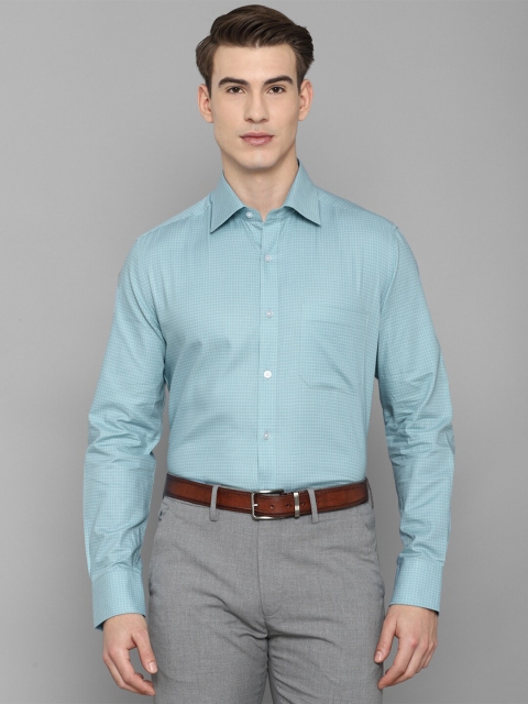 

Louis Philippe Men Blue Micro Checked Pure Cotton Formal Shirt