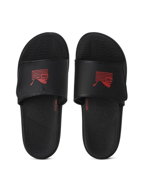 

Puma Unisex Black & Red Printed Sliders