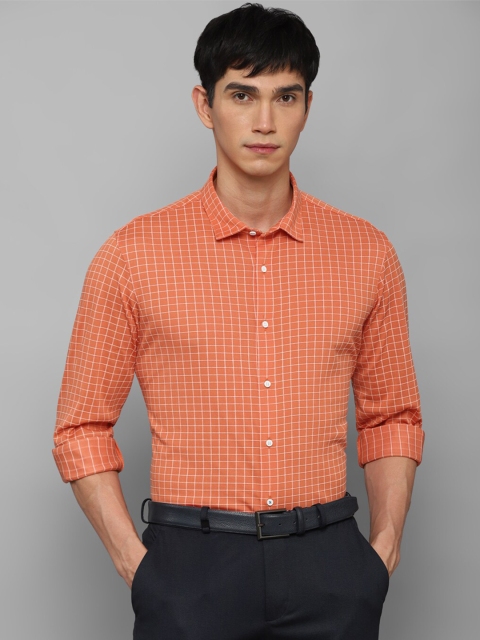 

Louis Philippe Sport Men Orange Slim Fit Gingham Checked Cotton Formal Shirt