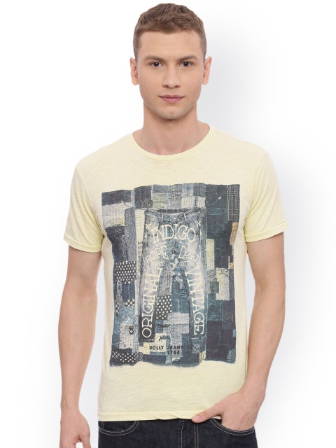 

Solly Jeans Co. by Allen Solly Men Beige Snug Slim Fit Printed Round Neck T-shirt