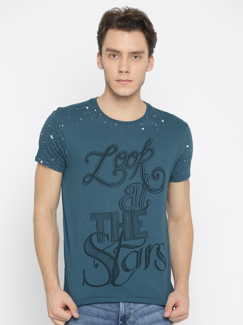 

Solly Jeans Co. Men Blue Printed Round Neck T-shirt