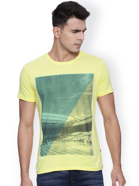 

Solly Sport by Allen Solly Men Lime Green Printed Round Neck Slim Fit T-shirt