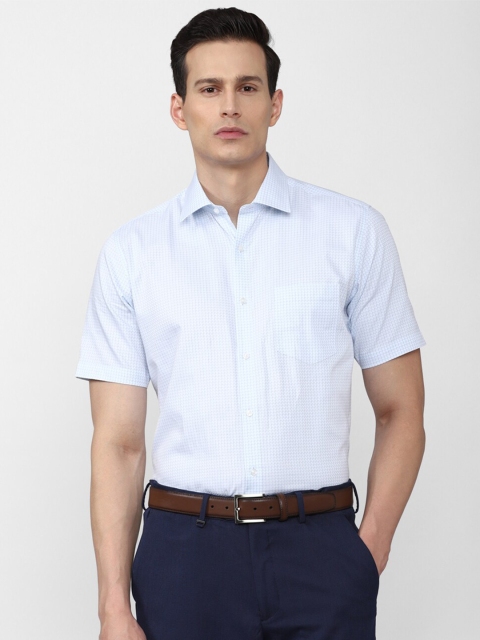

Van Heusen Men Blue Micro Checks Checked Pure Cotton Formal Shirt