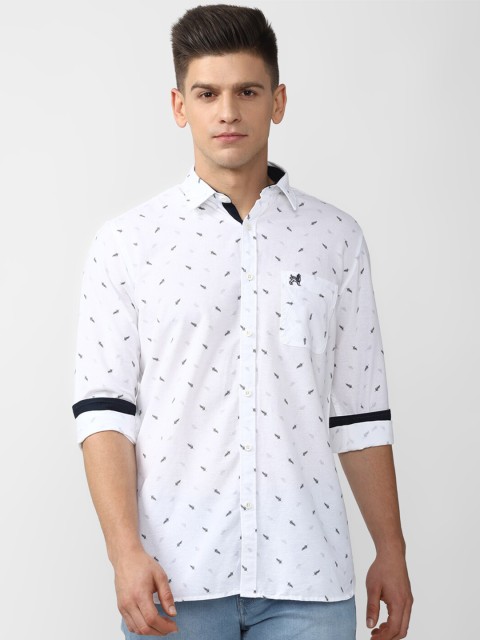 

Van Heusen ACADEMY Men White Slim Fit Printed Casual Shirt
