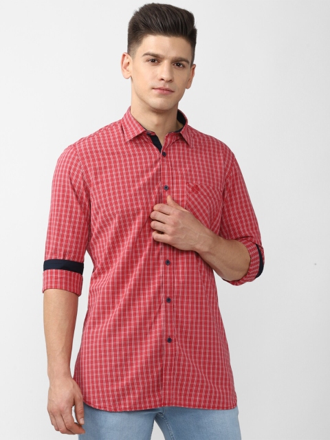 

Van Heusen ACADEMY Men Red Slim Fit Checked Casual Shirt