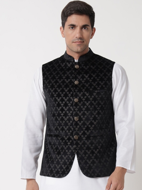 

MAXENCE Men Black Printed Nehru Jackets