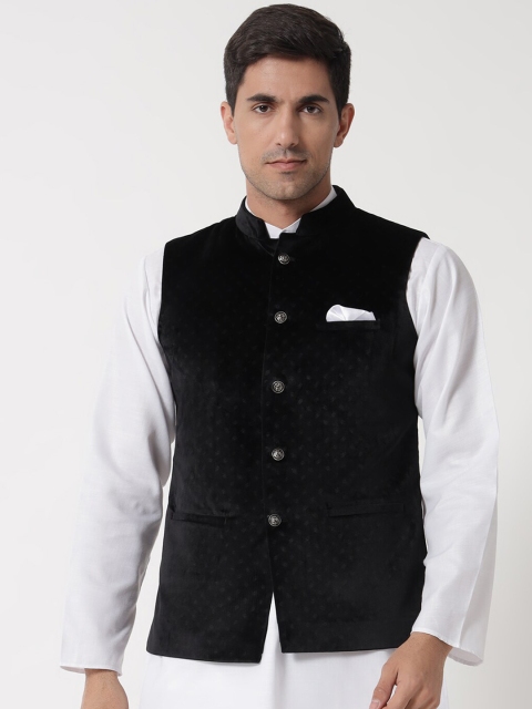 

MAXENCE Men Black Solid Corduroy Nehru Jacket