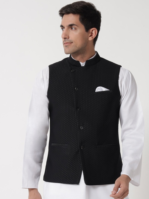

MAXENCE Men Black Nehru Jackets