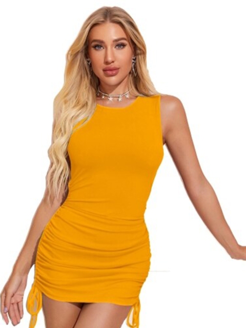 

LONDON BELLY Women Yellow Solid Bodycon Mini Dress
