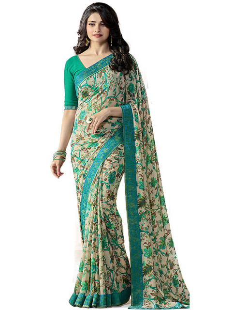

Zainab chottani Lavender Floral Pure Georgette Block Print Saree
