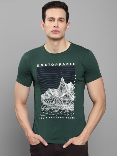 

Louis Philippe Jeans Men Green Printed Slim Fit T-shirt