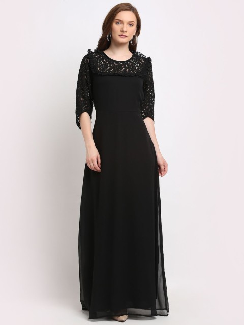 

La Zoire Black Georgette Maxi Dress