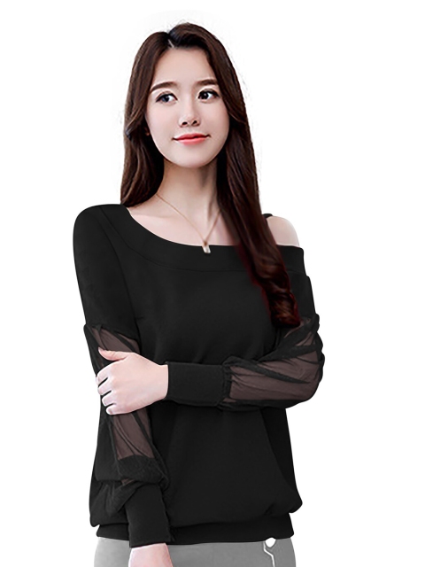 

LONDON BELLY Black One Shoulder Blouson Top