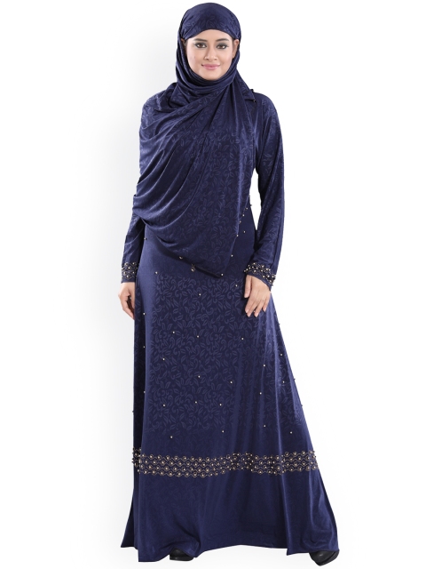 

TUCUTE Women Blue Embellished Abaya Burqa With Hijab