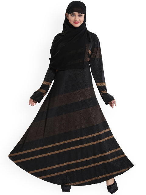 

TUCUTE Women Black Printed Burqas With Hijab