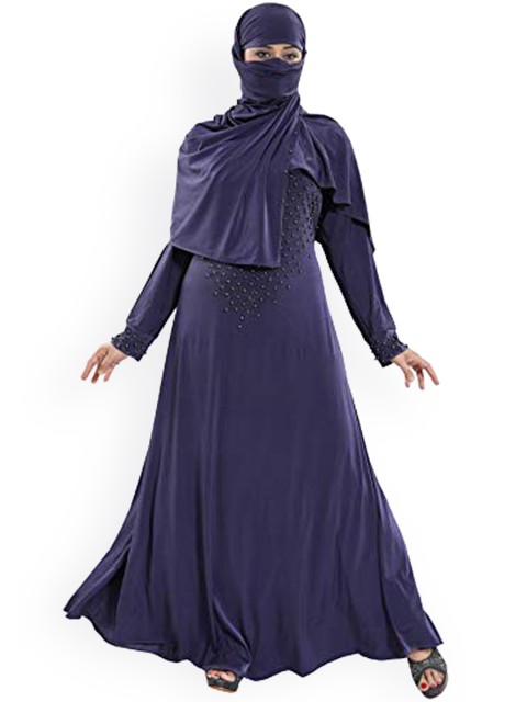 

TUCUTE Women Purple Solid Abaya Burqa With Hijab