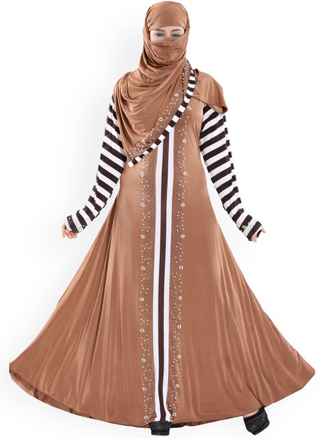 

TUCUTE Women Brown Embellished Burqas With Hijab