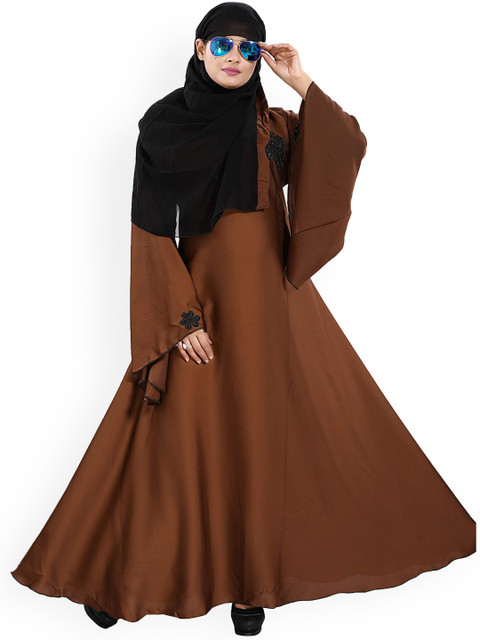 

TUCUTE Women Brown Solid Abaya Burqa With Hijab