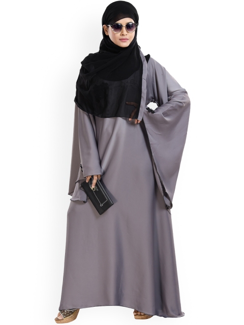

TUCUTE Women Grey Solid Abaya Burqa With Hijab