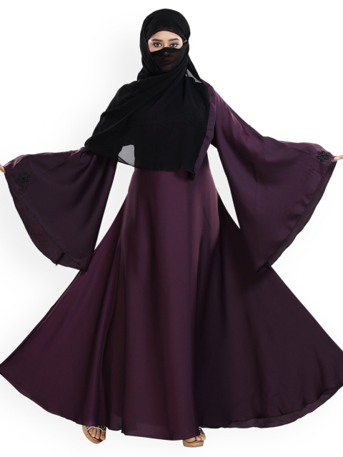 

TUCUTE Women Maroon Solid Abaya Burqa With Hijab